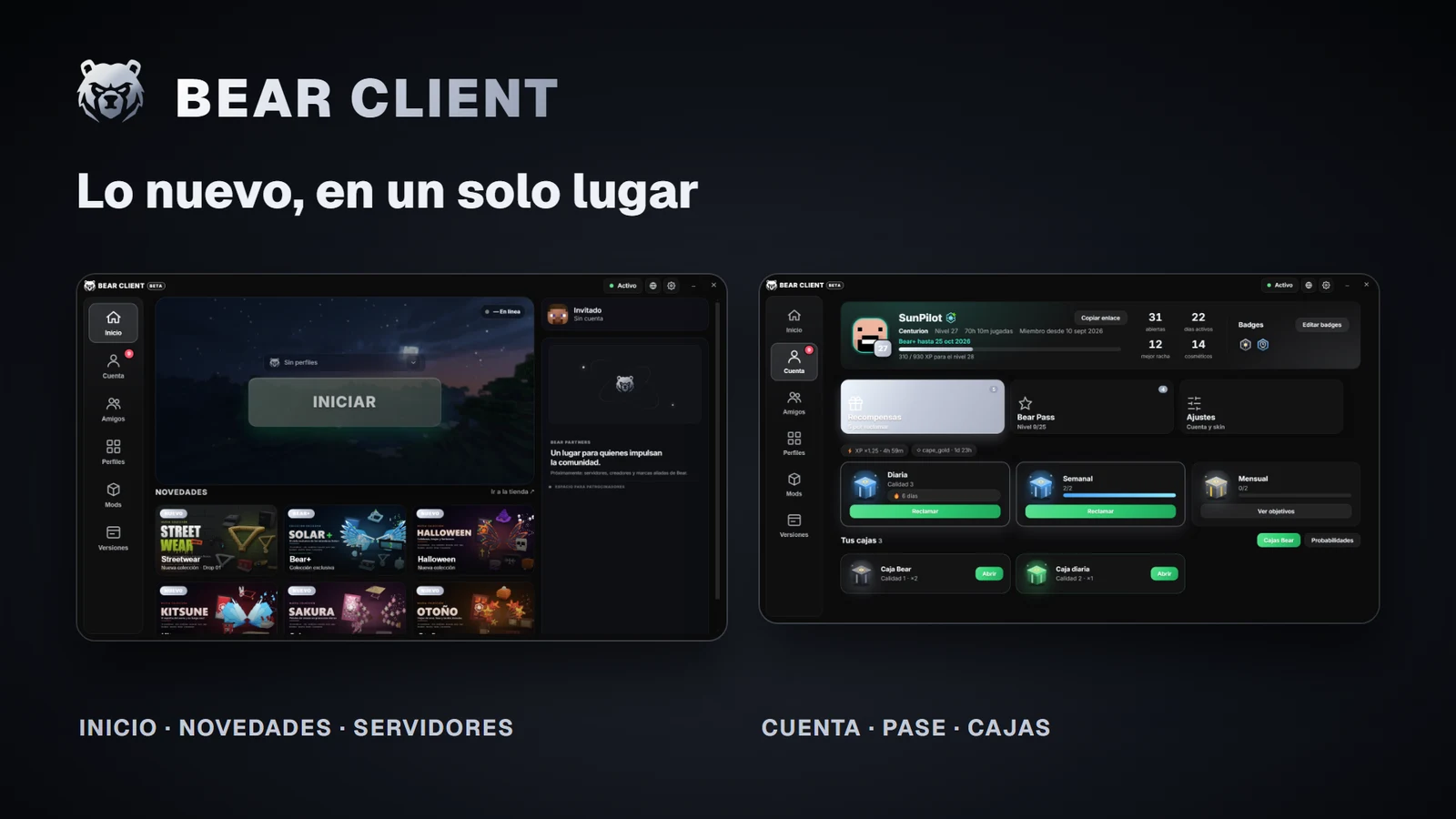 Pantalla de inicio del launcher